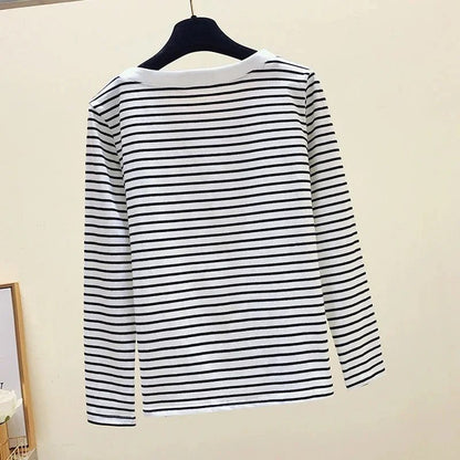 2024 Spring Women's Striped Long Sleeve T-Shirt