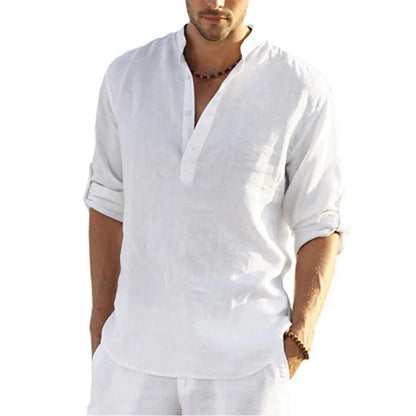 Men's Breathable Linen Long Sleeve Casual Shirt
