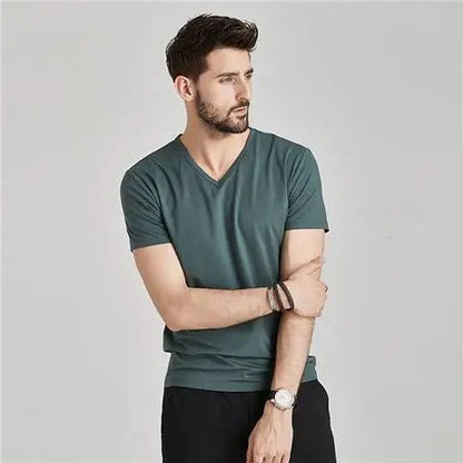 Men's V-Neck T-Shirts: Luxury Ice Silk