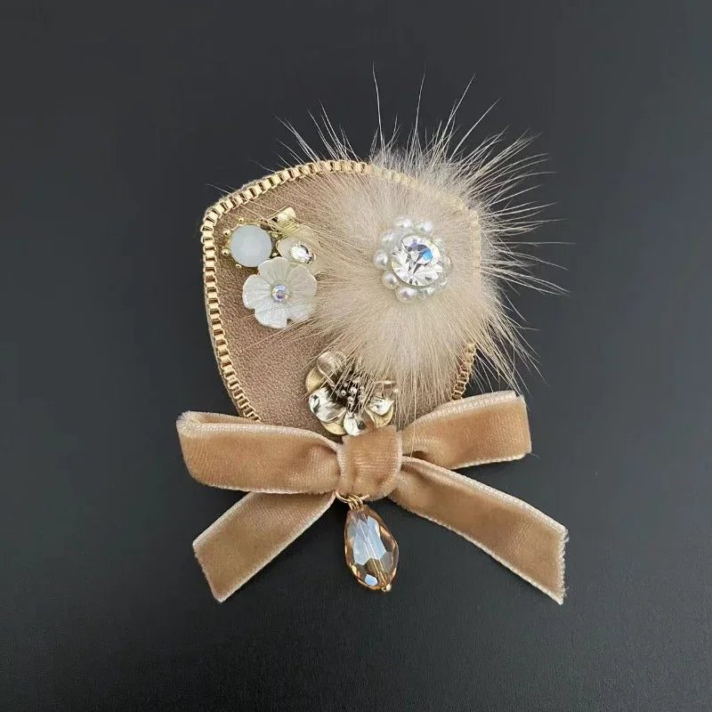 Elegant Rhinestone Pearl Bow Brooch for Women