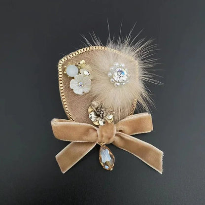 Elegant Rhinestone Pearl Bow Brooch for Women