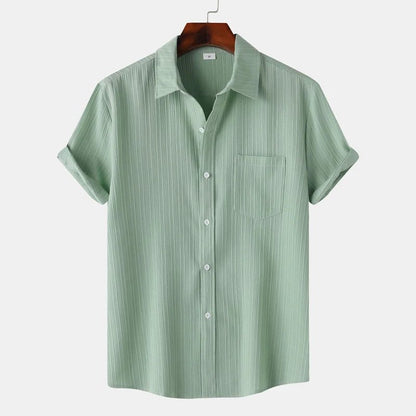 Men's Green Linen Short Sleeve Shirts