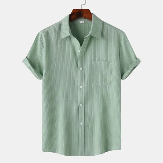 Men's Green Linen Short Sleeve Shirts