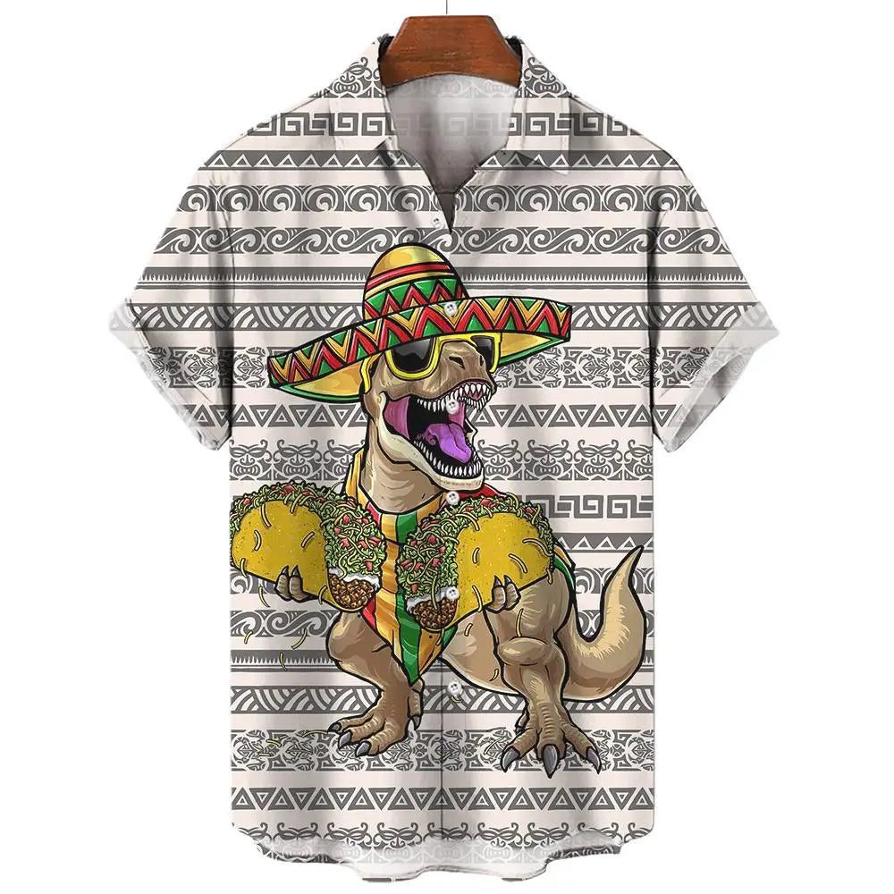 Men's 3D Dinosaur Print Hawaiian Shirts Summer