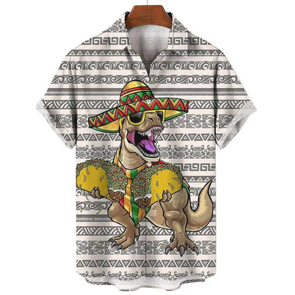 Men's 3D Dinosaur Print Hawaiian Shirts Summer