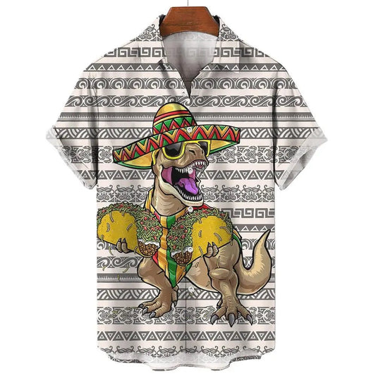 Men's 3D Dinosaur Print Hawaiian Shirts Summer