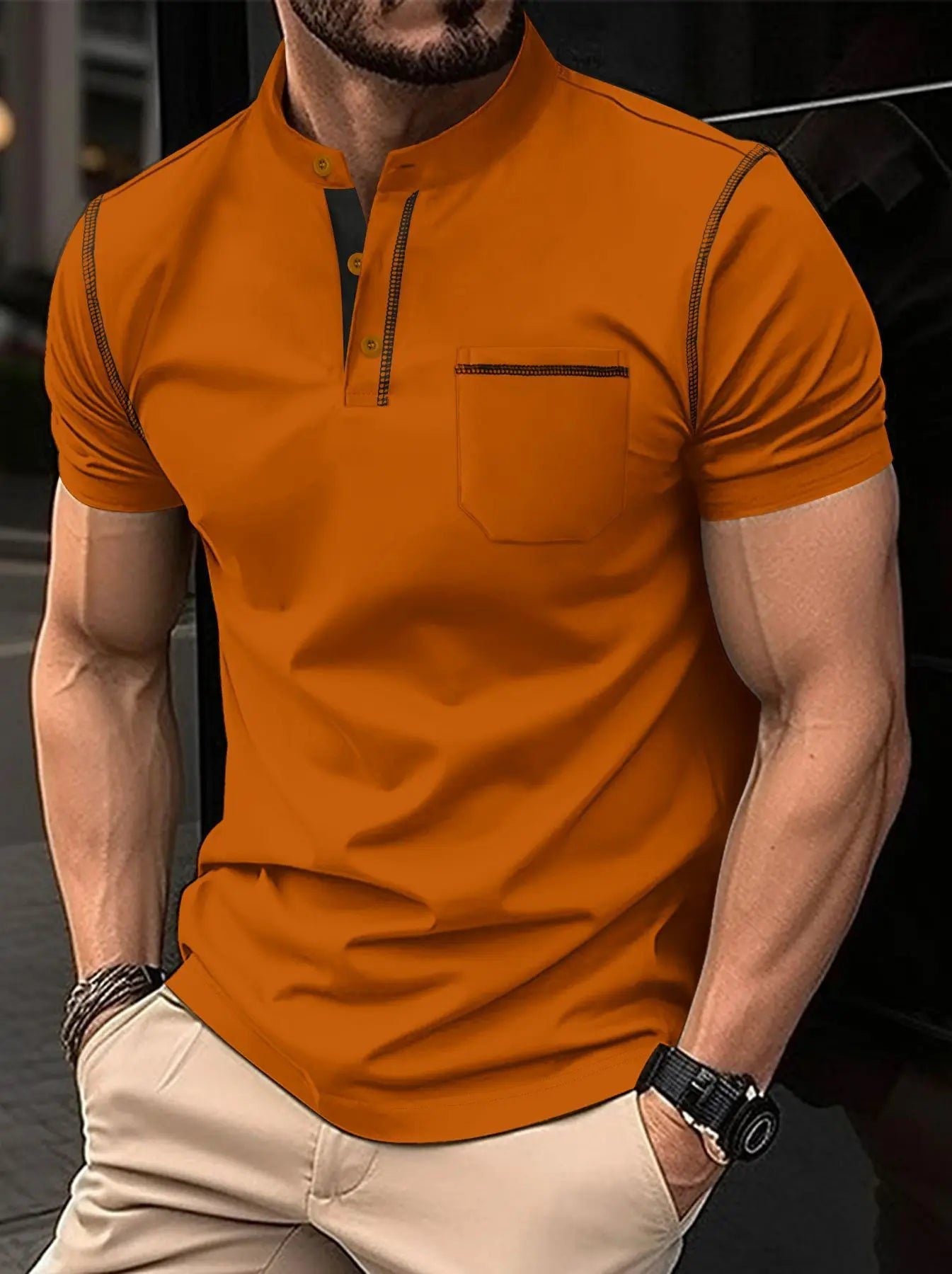 Trendy Men's Pocket Polo Shirt for Summer