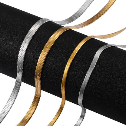 18k Gold Plated Waterproof Herringbone Necklace