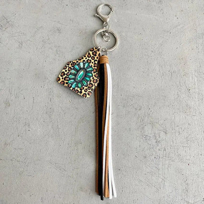 Cow Print Keychain Western Farm Animal Jewelry