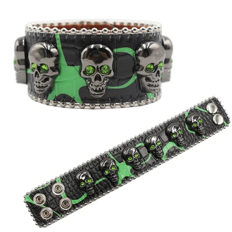 Punk Western Rhinestone Link Chain Bracelet
