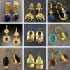 Vintage Gold Ornate Turquoise Earrings for Women
