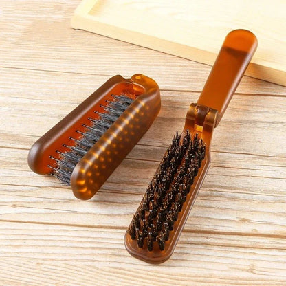 Portable Foldable Boar Bristle Hair Comb