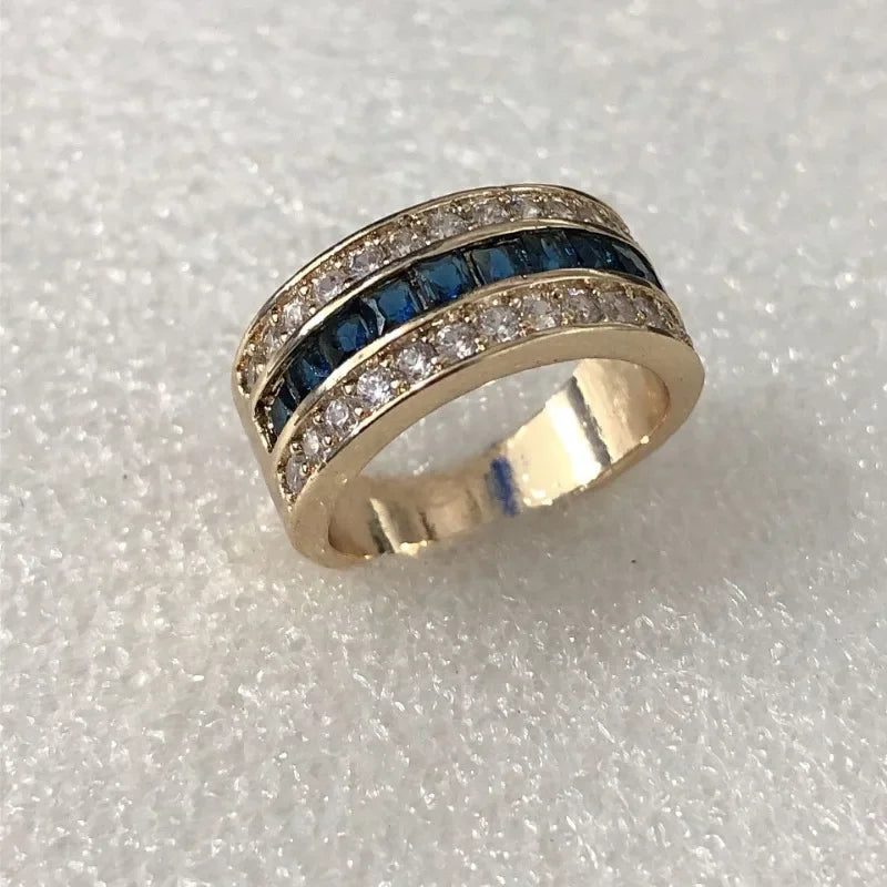 Elegant 18k Gold Real Diamond Sapphire Ring