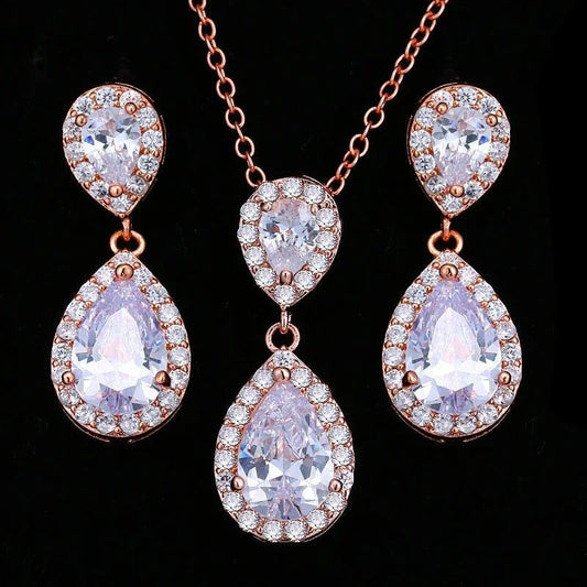 Elegant Bridal Jewelry Set: Water Drop Earrings