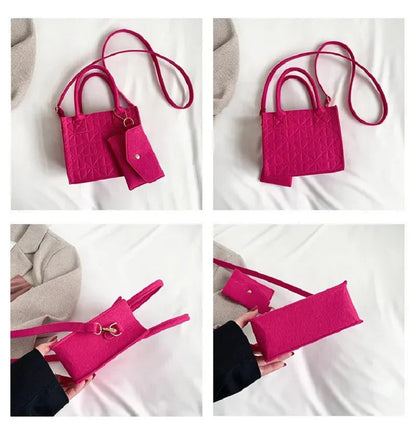Luxury Solid Color Felt Crossbody Handbag