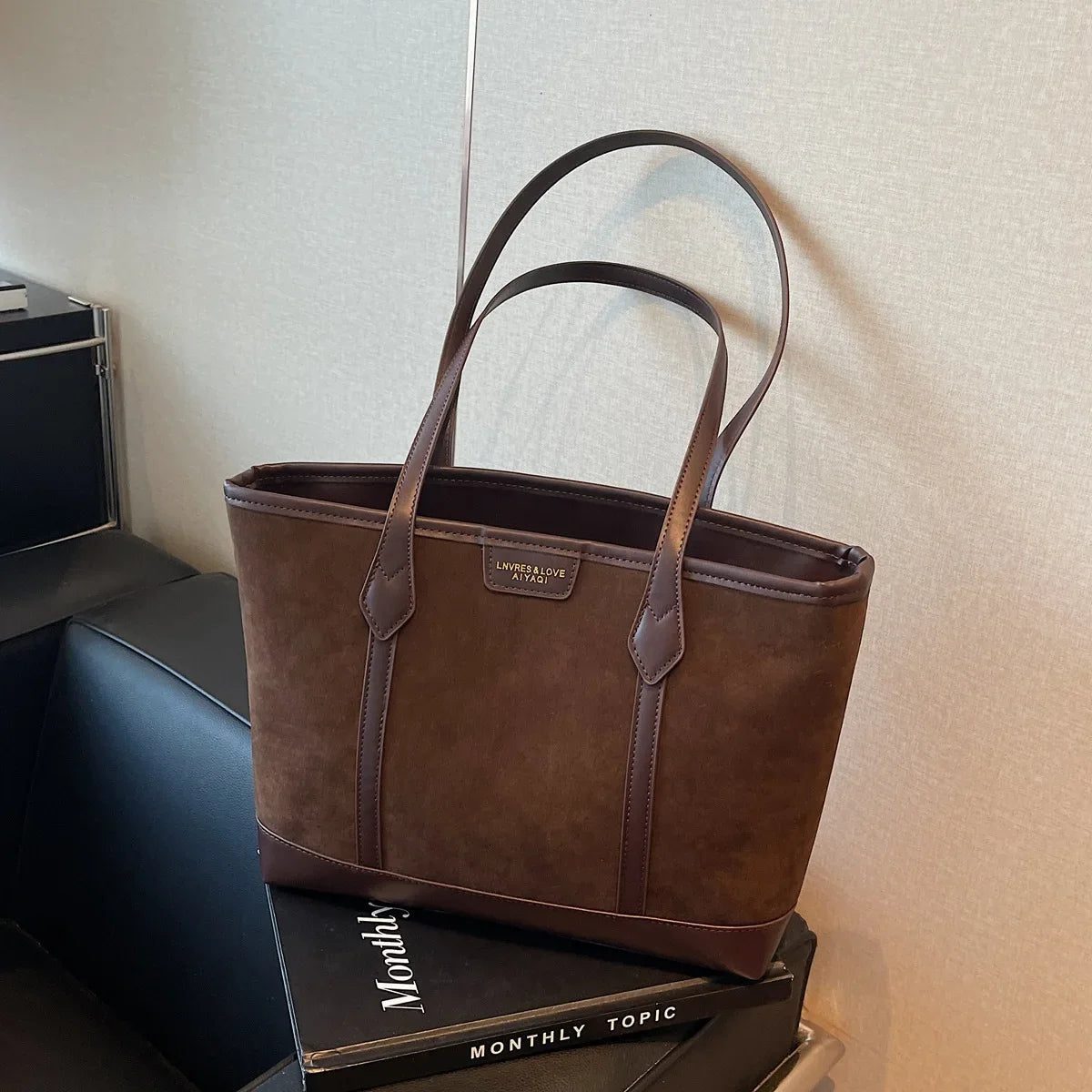 Trendy Faux Suede Tote Bag for Women