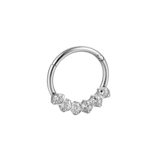 Opal Titanium Septum Ring for Cartilage Piercing