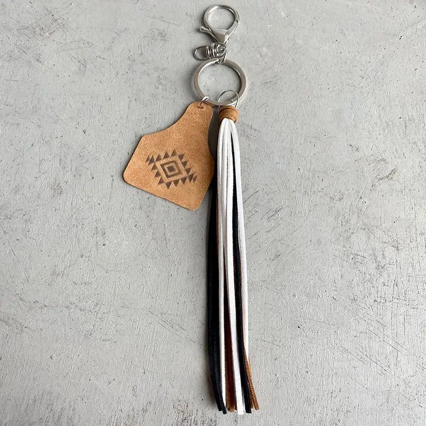 Cow Print Keychain Western Farm Animal Jewelry