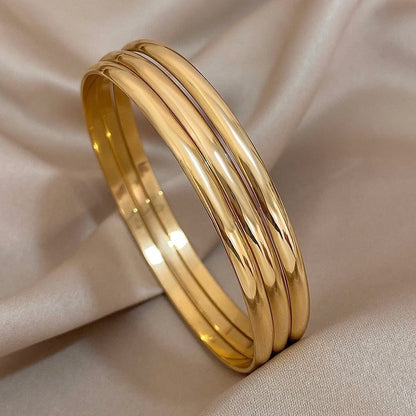 3pcs Waterproof Gold Plated Bangle Bracelets