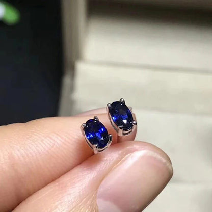 Exquisite Oval Sapphire Stud Earrings for Women