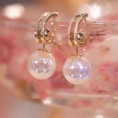 Elegant Double Pearl Dangle Earrings for Weddings