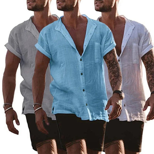 Men's Plus Size Cotton Linen Summer Shirts