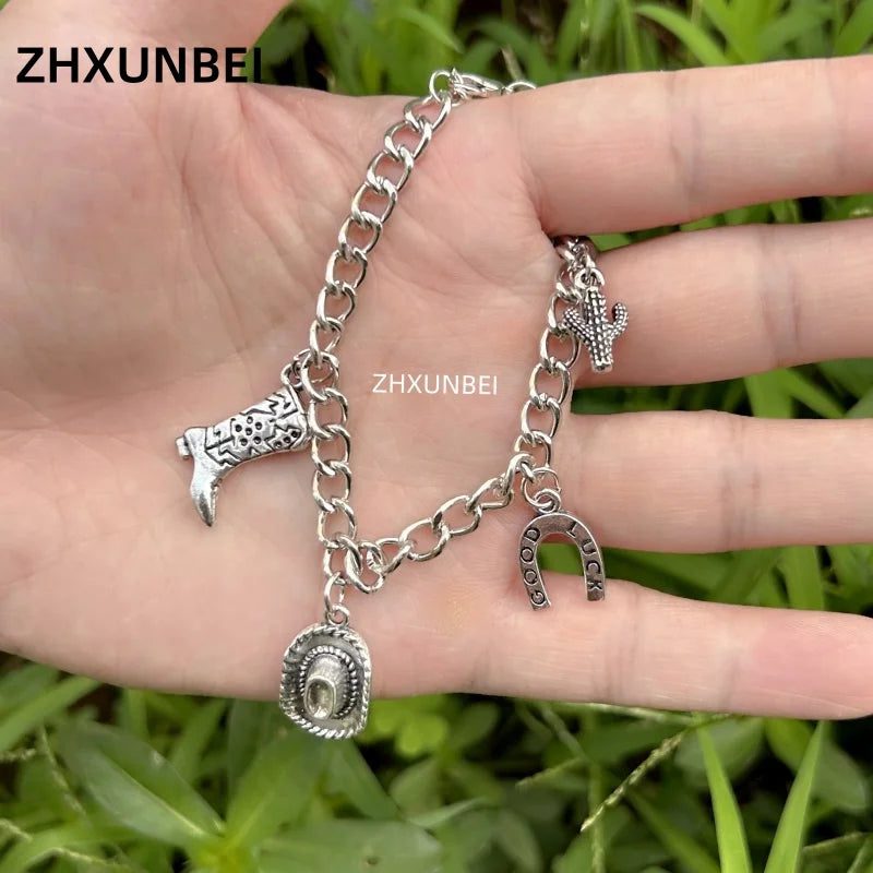 Western Cowboy Charm Bracelet for Men Women