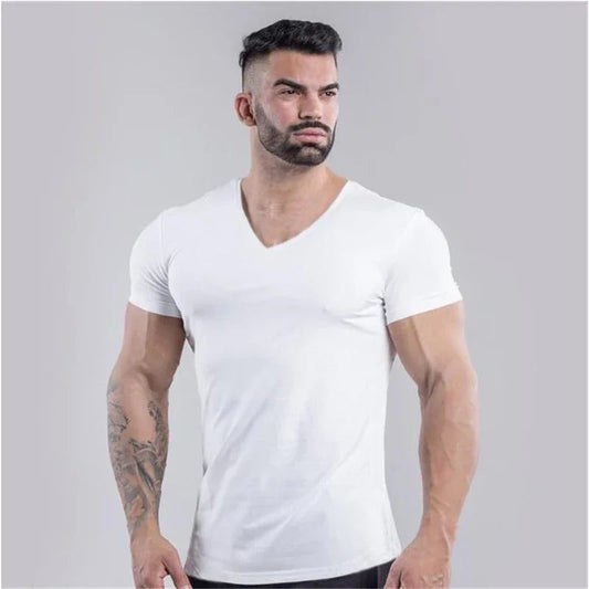 Men's Slim Fit V-Neck Cotton T-Shirt