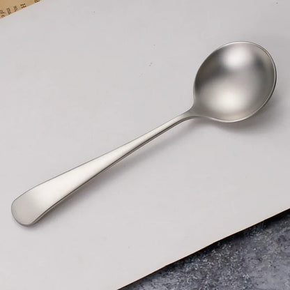 Elegant Retro Matte Stainless Steel Silver Spoon