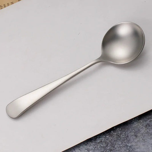 Elegant Retro Matte Stainless Steel Silver Spoon