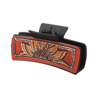 Western Hair Claw Clip with Sunflowers Cactus