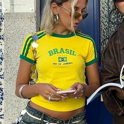 2023 Women's Cropped T-Shirt: Brazil 90's Style