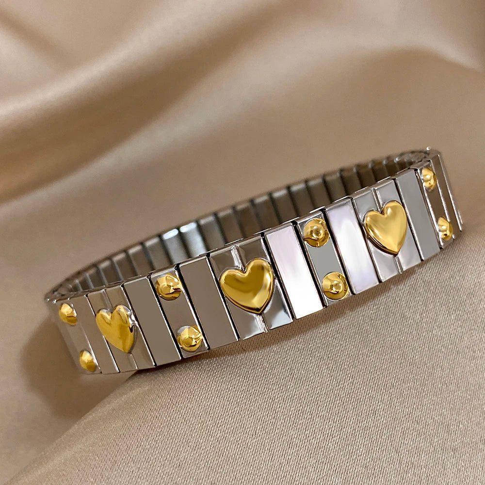 Vintage Waterproof Stainless Steel Heart Bangles