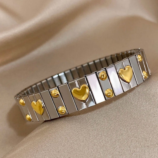 Vintage Waterproof Stainless Steel Heart Bangles