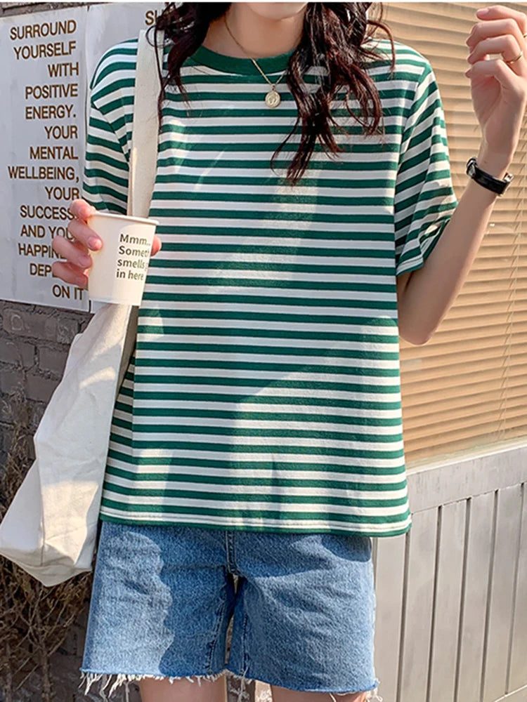 Vintage Striped T-Shirt for Women Summer