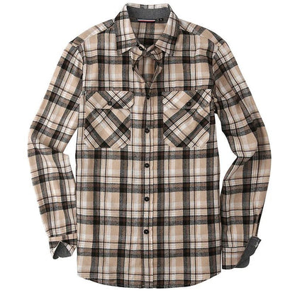 Men's Casual Long Sleeve Plaid Flannel Shirt
