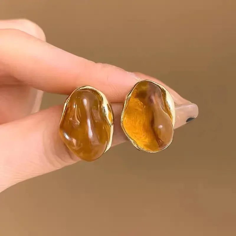 Amber Geometric Stud Earrings for Women