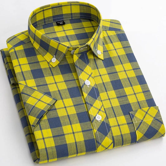 Men's Short Sleeve Plaid Flannel Shirt
