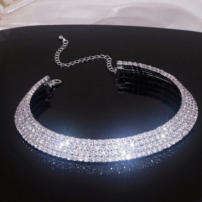 Luxury Silver Rhinestone Wedding Jewelry Set