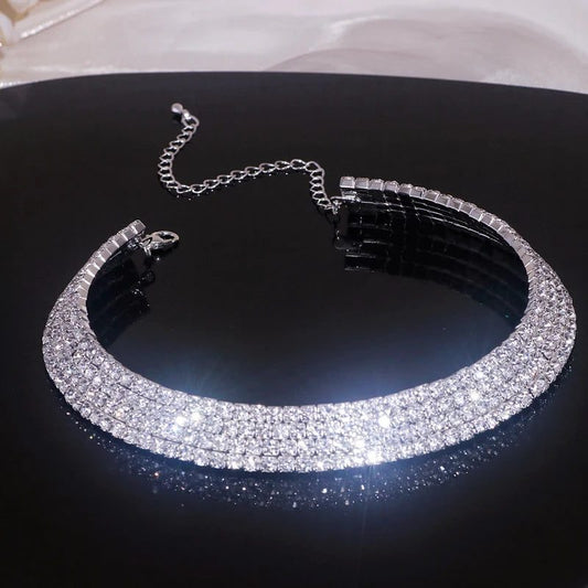 Luxury Silver Rhinestone Wedding Jewelry Set