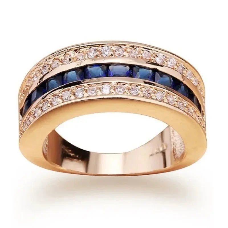 Elegant 18k Gold Real Diamond Sapphire Ring