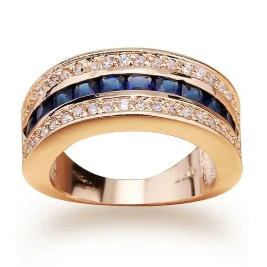 Elegant 18k Gold Real Diamond Sapphire Ring