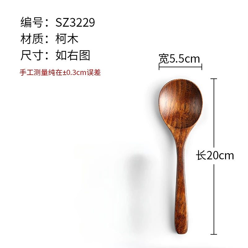Japanese Wooden Soup Spoons with Long Handle