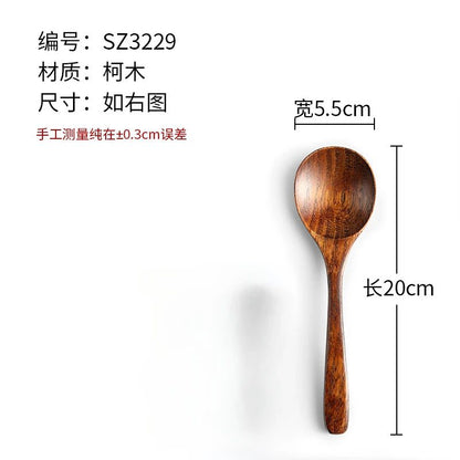 Japanese Wooden Soup Spoons with Long Handle