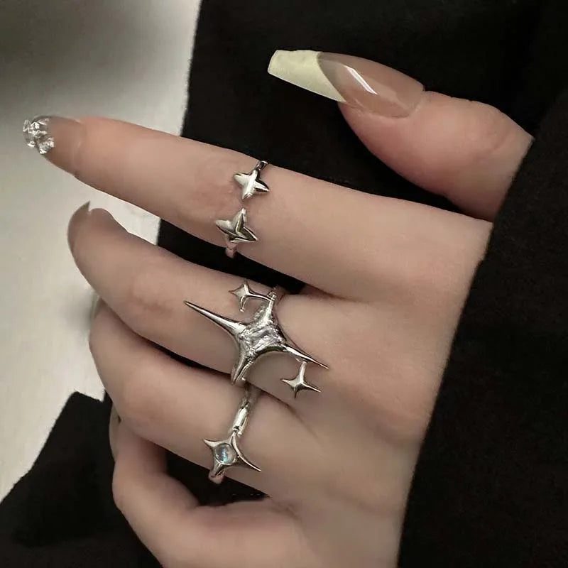 Vintage Irregular Cross Star Adjustable Couple Ring