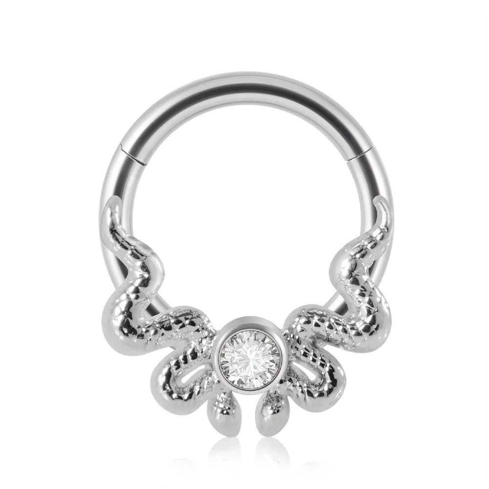 16G Surgical Steel Zircon Septum Clicker Jewelry