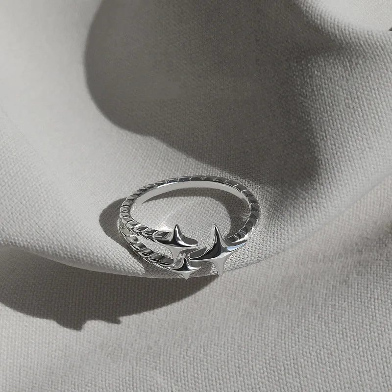 Vintage Irregular Cross Star Adjustable Couple Ring
