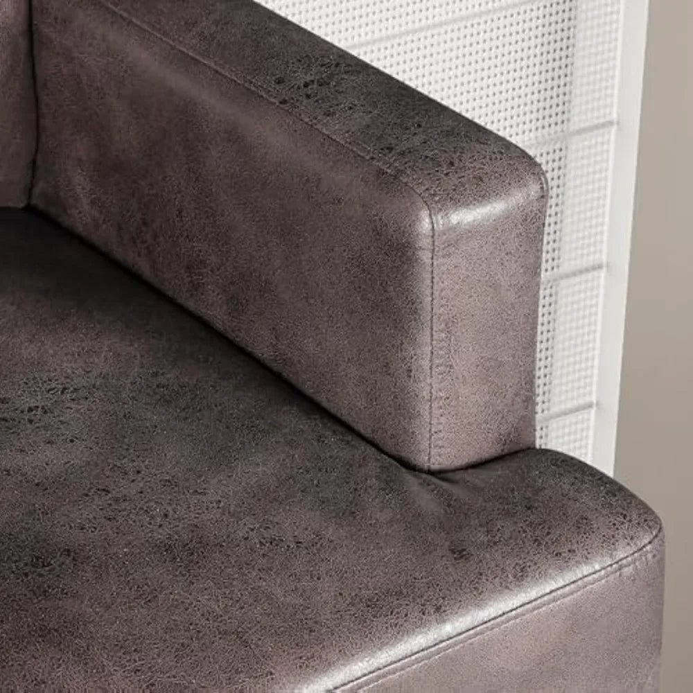 Stylish Faux Leather L-Shaped Sectional Sofa