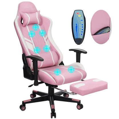 Ergonomic Gaming Chair with Adjustable Height Footrest