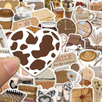 Vintage Brown Aesthetic Stickers for Stationery